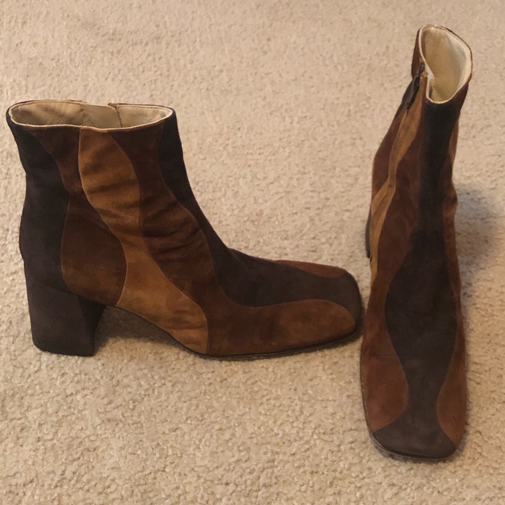 Vintage FREELANCE Multi-Colored Ankle Boots Heeled
